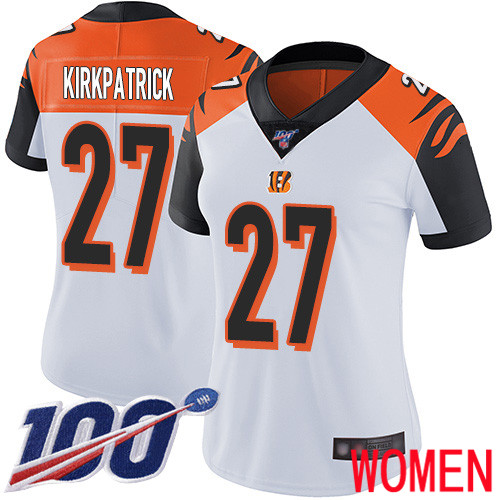 Cincinnati Bengals Limited White Women Dre Kirkpatrick Road Jersey NFL Footballl #27 100th Season Vapor Untouchable->women nfl jersey->Women Jersey